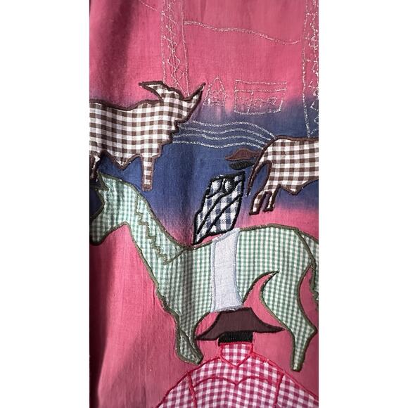 VTG Sandy Starkman Shirt Blouse Sz S Wearable Art Cotton Western Cowboy Horse - Picture 5 of 13